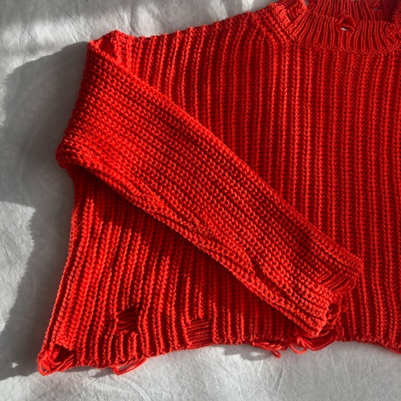 ZARA Orange distressed cropped knit - Picture 8 of 10